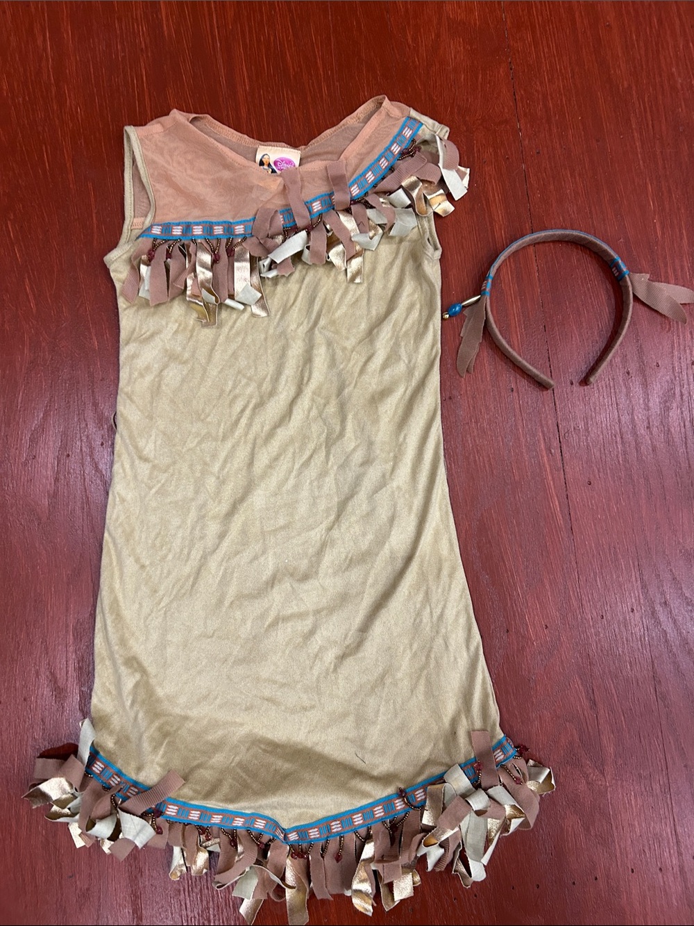Disney Tan and Brown Fringe Costume Dress with Headband